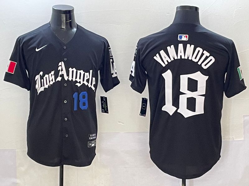 Men Los Angeles Dodgers #18 Yamamoto Black Five generations Joint Name 2025 Nike MLB Jersey style 3->los angeles dodgers->MLB Jersey